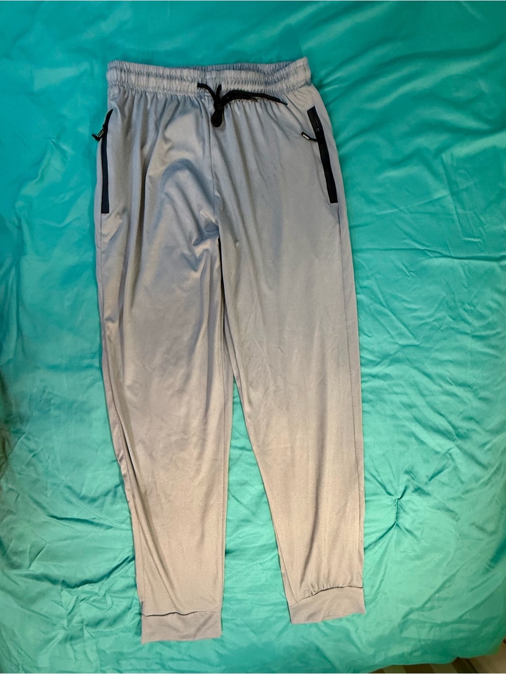 Men's Light Gray Athleisure Jogger Pants with Black Trim